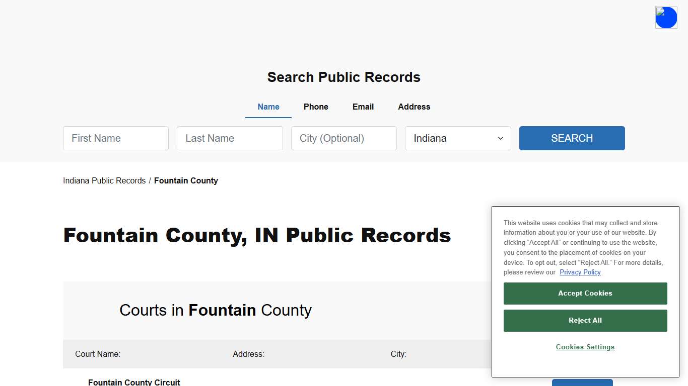 Fountain County, IN Public Court, Arrest and Inmate Records - ThePublicIndex
