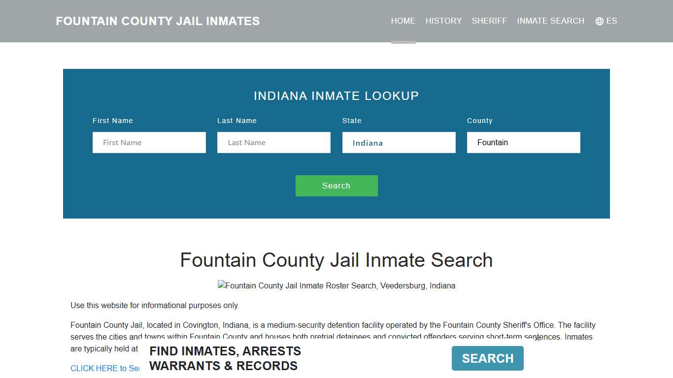 Fountain County Jail Inmate Roster Lookup, Veedersburg, IN